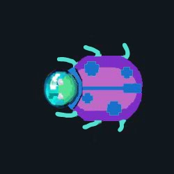 Animation of bug floating through space